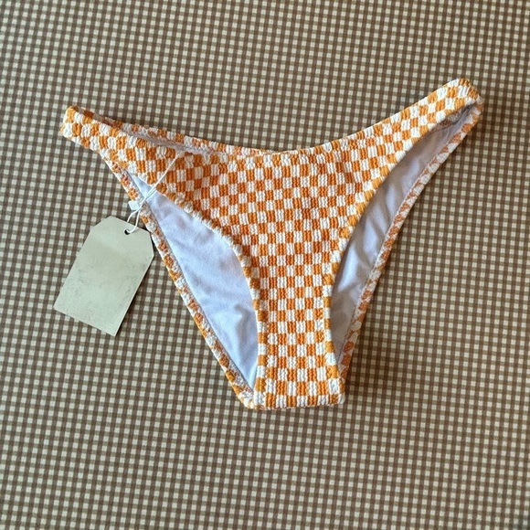 Aurelle Sunshine Classic swim bottoms. Check orange/white. Women’s Small. NWT - Picture 5 of 8